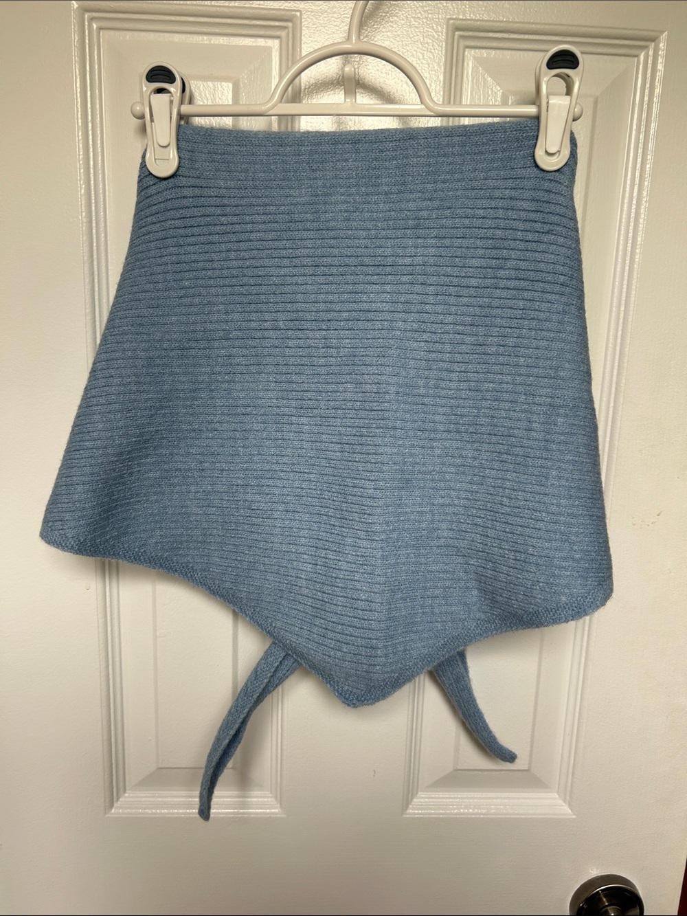 Pretty Persuasions Powder Blue Ribbed Triangle Scarf - Picture 2 of 5